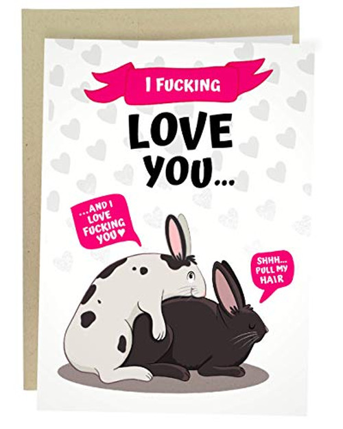 Sleazy Greetings Funny Anniversary Card for Husband Boyfriend  Naughty Birthday Card for Him  Funny Valentine's Day Card  Pull My Hair Rabbit Card