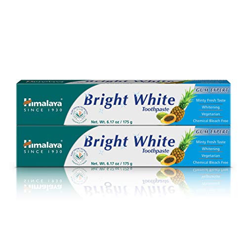 Himalaya Bright White Toothpaste Fluoride Free to Reduce Plaque  and  Whiten Teeth 6.17 oz 2 Pack
