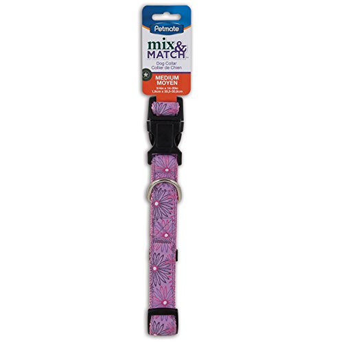 Petmate Aspen Pet Products M-M Floral Collar Pink 3-4" x 14-20"