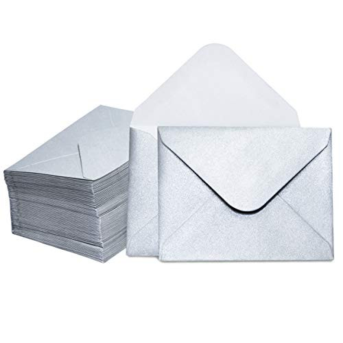 Gift Card Envelopes - 100-Count Mini Envelopes Paper Business Card Envelopes Bulk Tiny Envelope Pockets for Small Note Cards Silver 4 x 2.7 Inches