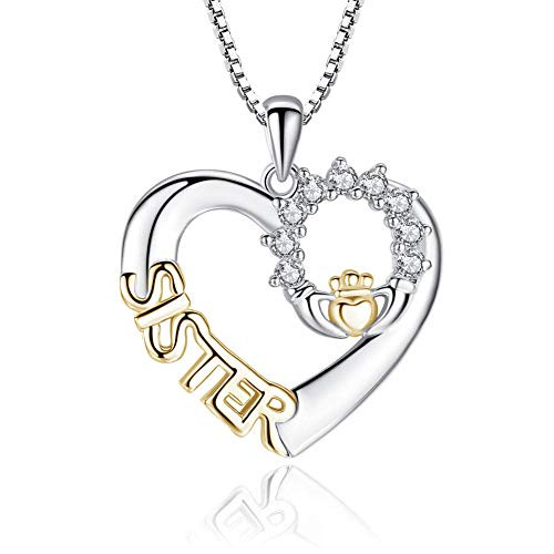 Christmas Birthday Gifts for Sister - Sister Gold Heart Necklace Sister Jewelry Graduation Valentines Day Gifts for Sister from Sister Brother?
