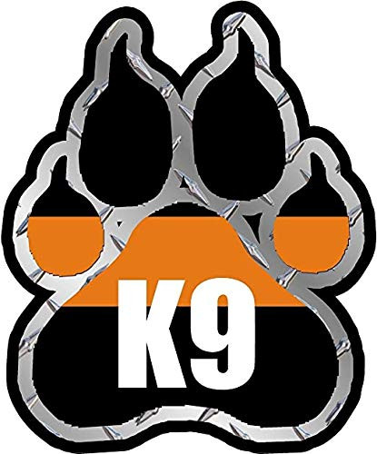 SAR Search and Rescue K9 Paw Decal K-9 Dog Unit Thin Orange Line Vinyl 3M Reflective Sticker
