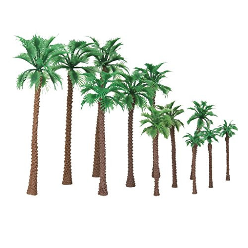 Yundxi 12pcs Layout Model Train Palm Trees Train Railways Architecture Landscape Scale HO O N 6-11cm Model Scenery