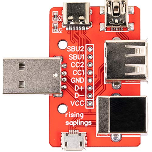 risingsaplings USB 6 in 1 Breakout Type A Male to Mini Type-c Micro Type B Female Board