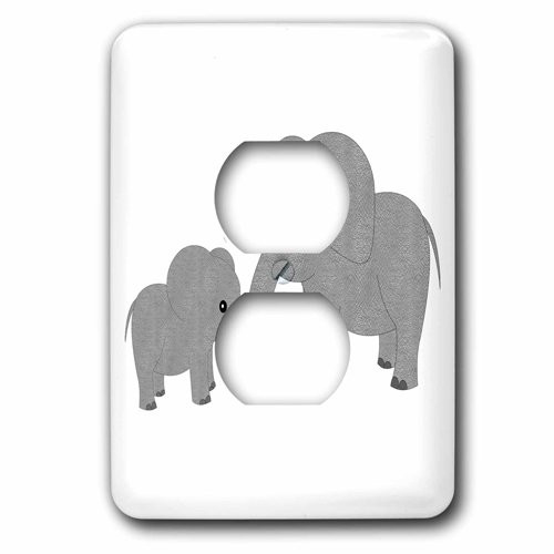 3dRose lsp_195248_6" Mom and Baby Elephant 2 Plug Outlet Cover