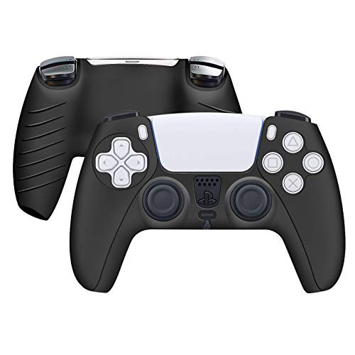 PS5 Silicone Controller Case Skin  Unionup Controllers Skin Grip Compatible with PS5  Anti-Slip Silicone Cover Protectors -Black2-