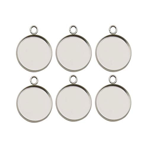 30pcs Fit 18mm Stainless Steel Round Blank Bezel Pendant Trays Base Cabochon Settings Trays Pendant Blanks For Jewelry Making DIY Findings -18mm-10165-