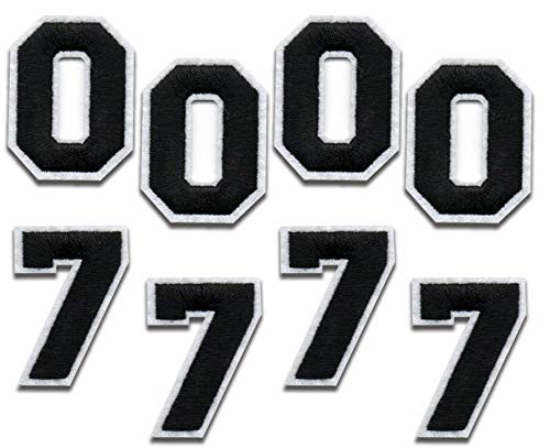 Iron On Patches - Black Number"0"-4pcs. Black Number"7"-4pcs Iron on Patches Number Patches Embroidered Decorative Repair Patches for Clothes -Black 0-7-