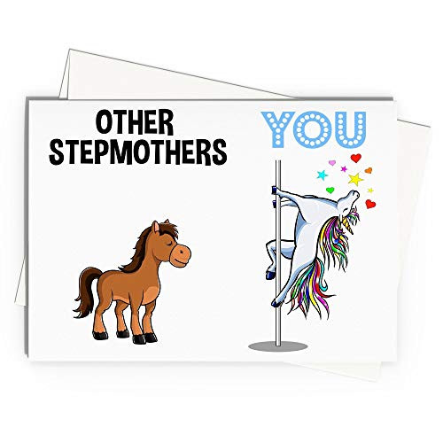 Stepmother Greeting Card Handmade Blank Funny For Birthday Best Idea Ever Unicorn Step Mother Mom Second G-98W