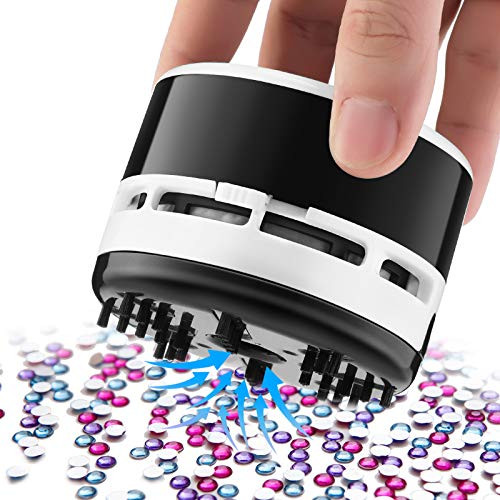 Diamonds Drill Quicker Pickers Diamond Painting Accessories Tools for Spilled Diamonds Vacuum Cleaner Drills for Diamond Art Beads Desktop Crumb Sweeper Mini Debris Vacuum Cleaner Black