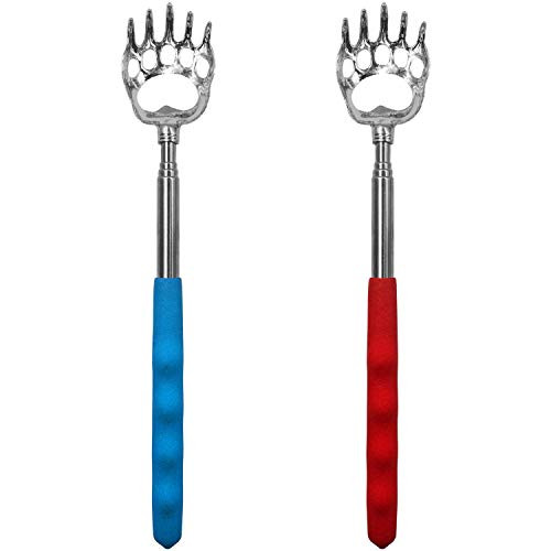 Poyiccot Telescoping Back Scratcher 2pack Metal Portable Telescopic Backscratchers Bear Claw Back Scratcher Extendable with Rubber Handled Portable Back Scratchers for Adults Men Women Extendable