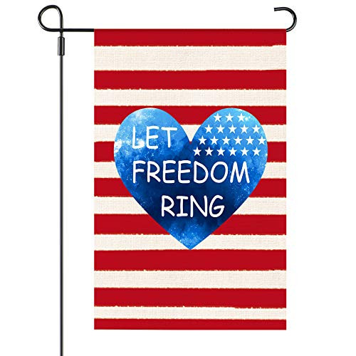Welcome Patriotic Flag Let Freedom Ring Garden Flag Strip and Star American Flag 12.5 x 18 Inch Vertical Double Sided Holiday Flag for 4th of July Patriotic Memorial Day Independence Day Decoration