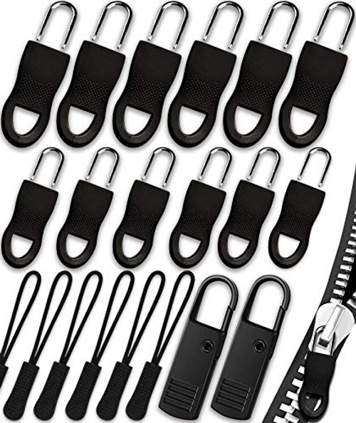 Zipper Pull Universal Zipper Pull Replacement Kit Removable Zipper Pulls Tab Replacement -20 Pcs- Black Zipper Pulls for Jackets Luggage Backpacks Purses Boots Pants Tents -3 Styles 4 Sizes-