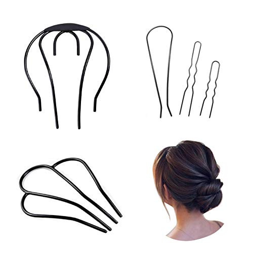 Hair Fork Clip Stick Hair Pin Hair Bun Plug Holder for Women Girl Accessories -Black-