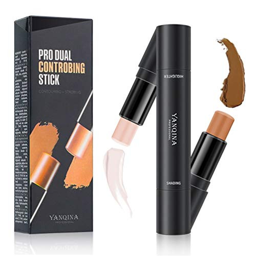 JASSINS Highlight StickDual-Head Facial 3D Concealer Contour Stick And Highlighters StickShimmer Cream Powder2 in 1 Face Brightens  and  Shades Concealer Foundation