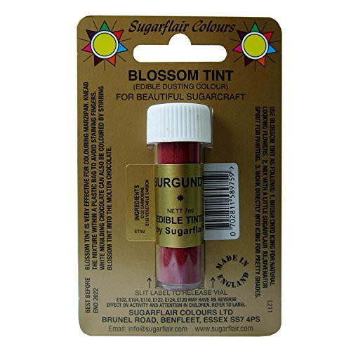 Sugarcraft Sugarflair Colour Blossom Tint Powder Dust Burgundy 7ml by Culpitt