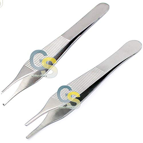 2 ADSON Tissue 1X2TEETH  plusSerrated Forceps FINE Point G.S Instruments