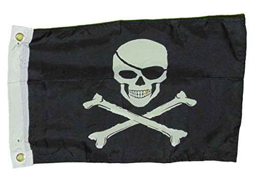 quarks Pirate Jolly Roger Gold Tooth Skull and Cross Bones Flag Polyester 12 X 18 Inches Boat Motorcycle Fort