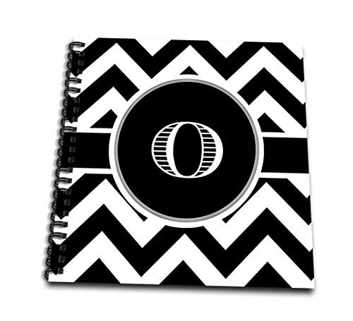 3dRose Black and White Chevron Monogram Initial O-Mini Notepad 4 by 4-inch -db-222077-3-