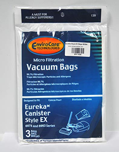 EUREKA Style EX Canister Vacuum Cleaner Bags EnviroCare Replacement Brand Designed to fit Style EX Canister Vacuum Cleaners 99.7 microfiltration 3 Bags in Pack