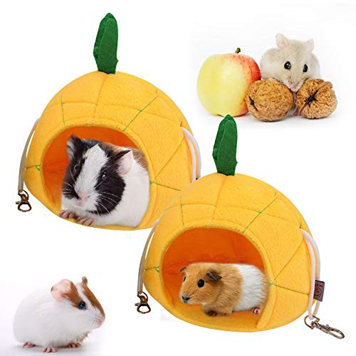 2 PCS Hamster Bed Hamster Cages Accessories Soft Hamster Cages Accessories Pineapple Hammock Soft Hamster House Bed Hamster Hideout Guinea Pig Hammock Chinchilla Hideout for Pig Chinchilla Small Pet