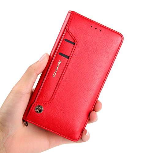 iPhone 7 Plus Case,iPhone 8 Plus Case,[Lichee Pattern] PU Leather Flip Wallet Case,iPhone 7 Plus/8 Plus Case Picture & Card Slots Cash Pockets + Kickstand (iPhone 7 Plus/8 Plus,Red)