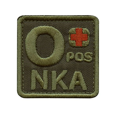 LEGEEON Olive Drab O POS O plus NKA Blood Type Green OD Tactical Army Embroidered Hook-and-Loop Patch LEGEEON Olive Drab O POS O plus NKA Blood Type Green OD Tactical Army Embroidered Hook-and-Loop Patch