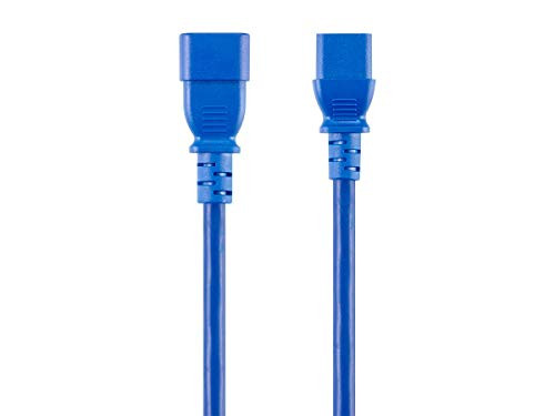 Monoprice Extension Cord - 4 Feet - Blue  IEC 60320 C14 to IEC 60320 C13 14AWG 100-250V for Powering Computers Monitors and Other Peripherals