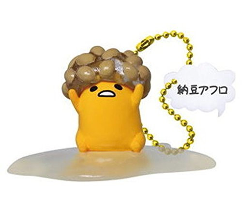 Gudetama Swing Mascot Keychain B with Natto