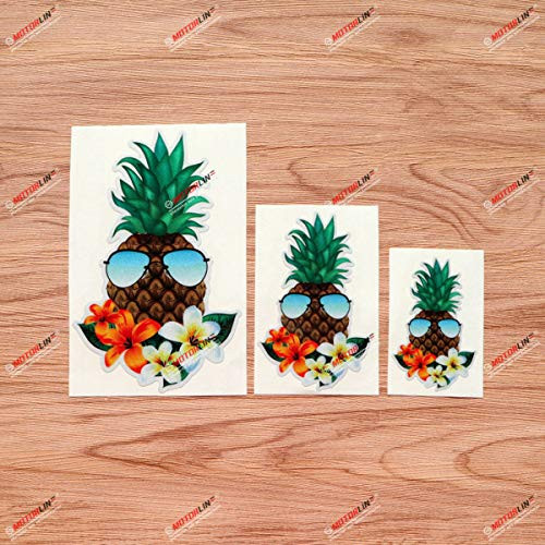 Pineapple Sunglasses Flowers Beach Life Vinyl Decal Sticker - 3 Pack Reflective 3 Inches 4 Inches 6 Inches - for Car Boat Laptop Cup Phone