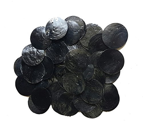 East-J 50 Round Capiz Shell Discs 1.5" -Two Holes- -Black-