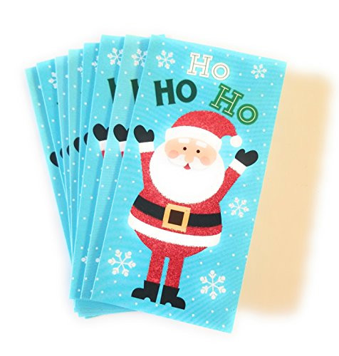 Christmas Money or Gift Card Holder Cards - Set of 8 with Metallic-Glitter Accents -Ho Ho Ho-