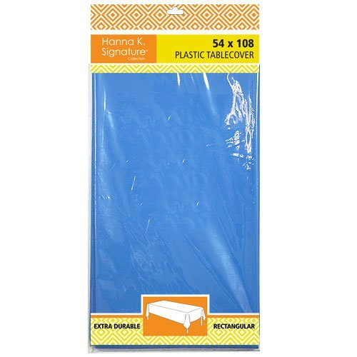 Hanna K. Signature Collection Plastic Rectangular 54"x108"  Medium Blue  1 Pc Table Cover