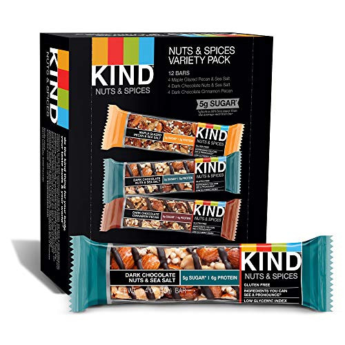 KIND Bars, Nuts and Spices Variety Pack, Gluten Free, 1.4 Ounce Bars, 12 Count