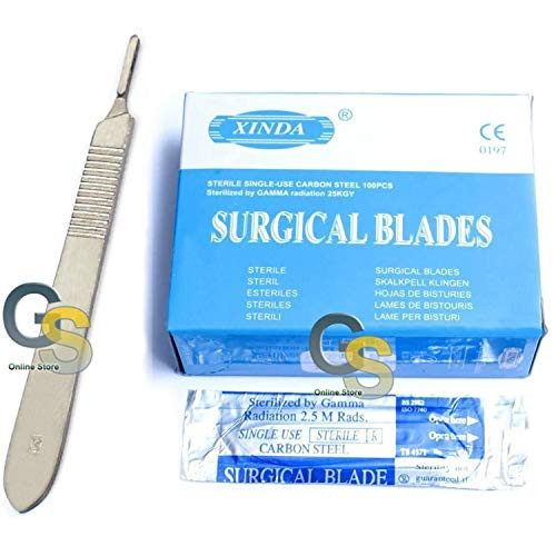 G.S 100 Scalpel STERILE Blades 15 with Free Scalpel Handle 3
