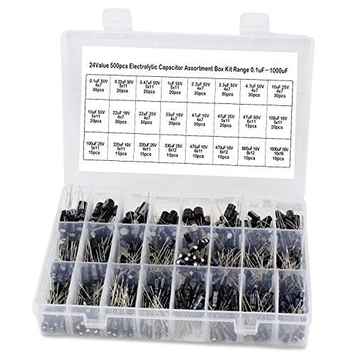 OCR 24Value 500pcs Electrolytic Capacitor Assortment Box Kit Range 0.1uF?1000uF