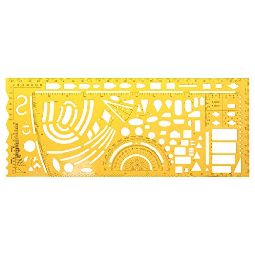 HELYZQ Durable K Resin Military Drawing Template Drafting Ruler Stencil Measuring Tool