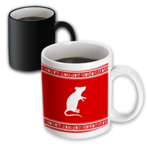 3D Rose mug_202125_3 "Rat Chinese Zodiac Symbol Asian animal astrological horoscope sign" Magic Transforming Mug, 11oz, Black/White