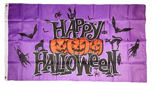 Trade Winds 3x5 Happy Halloween Purple Jack o Lanterns Ghost Bats Flag 3'x5' Brass Grommets Premium Fade Resistant Trade Winds 3x5 Happy Halloween Purple Jack o Lanterns Ghost Bats Flag 3'x5' Brass Grommets Premium Fade Resistant