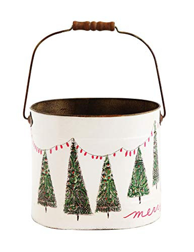 Creative Co-Op 8 Inch Tin Bucket with Wood Handle