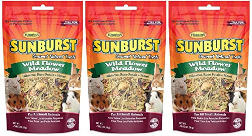 Higgins 3 Pack of Sunburst Wild Flower Meadow Small Pet Treat Mix 0.75 Ounces Each with Hibiscus Rose Petals and More