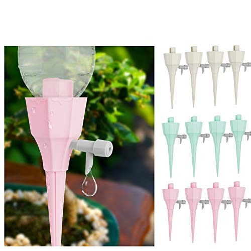 Tikellar Upgrade 12Pcs Plant Self Watering Adjustable Stakes Automatic Spikes Drip Irrigation Water Drippers