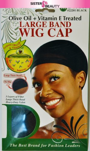 Donna Olive Oil  plus Vitamin E Treated Large Band WIG CAP 22201 Black