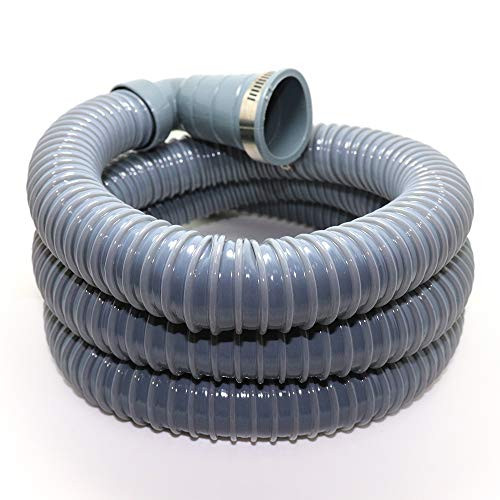 6ft Washing Machine Drain Hose Right Angle with 90 degree Elbow Universal Corrugated Washer Hose with Clamp Fits Most Washer Drain Outlets