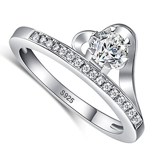 Merthus 925 Sterling Silver Cubic Zirconia Sideways Heart Wedding CZ Band Eternity Ring for Women Size 7 Merthus 925 Sterling Silver Cubic Zirconia Sideways Heart Wedding CZ Band Eternity Ring for Women Size 7