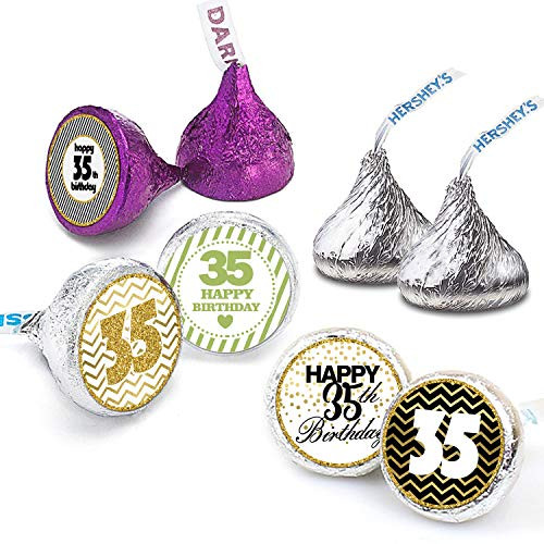 Happy 35th Birthday Stickers For 35 Years Old Party Decoration - Birthday Favor Labels -240 Count