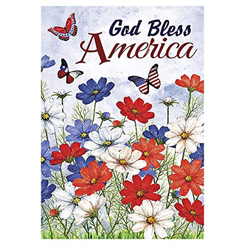 Morigins Patriotic Pansies Butterfly 12.5 x 18 Inch Decorative God Bless America Garden Flag Morigins Patriotic Pansies Butterfly 12.5 x 18 Inch Decorative God Bless America Garden Flag