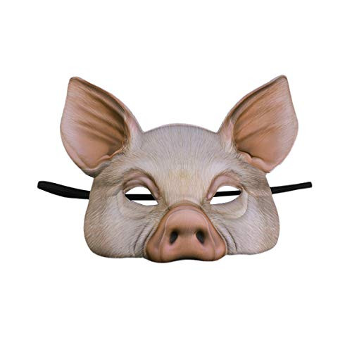 Toyvian Pig Mask Half Face Animal Eye Mask for HalloweenParty MaskCosplay Party-Pink-