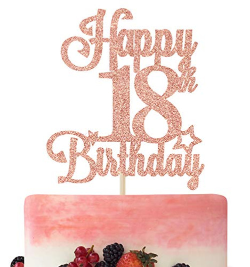Happy 18th Birthday Cake Topper Cheers to 18 Years Hello 18 18th Birthday Anniversary Party Decorations Rose Gold Glitter. Happy 18th Birthday Cake Topper Cheers to 18 Years Hello 18 18th Birthday Anniversary Party Decorations Rose Gold Glitter.