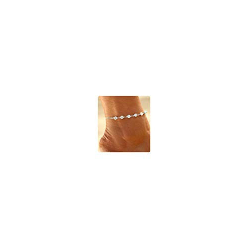 Beads Heart Anklet Cute Ankle Bracelets for Women Gold Silver Anklets for Women Beach Foot Chain for Teen Girls -F?seven cz-
